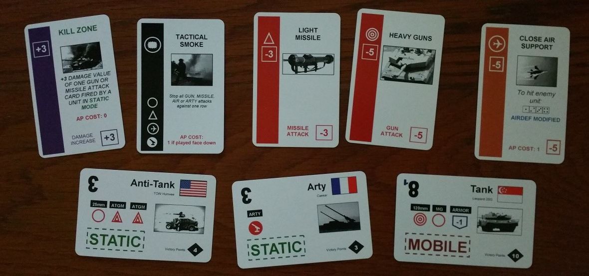 Tactical Armoured Combat modern warfare card game sample cards
