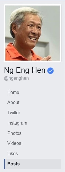 Minister Ng Eng Hen facebook