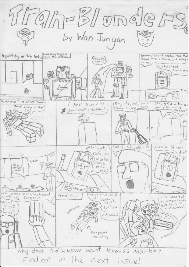 Amateur comic - Transblunders, a parody of Transformers.