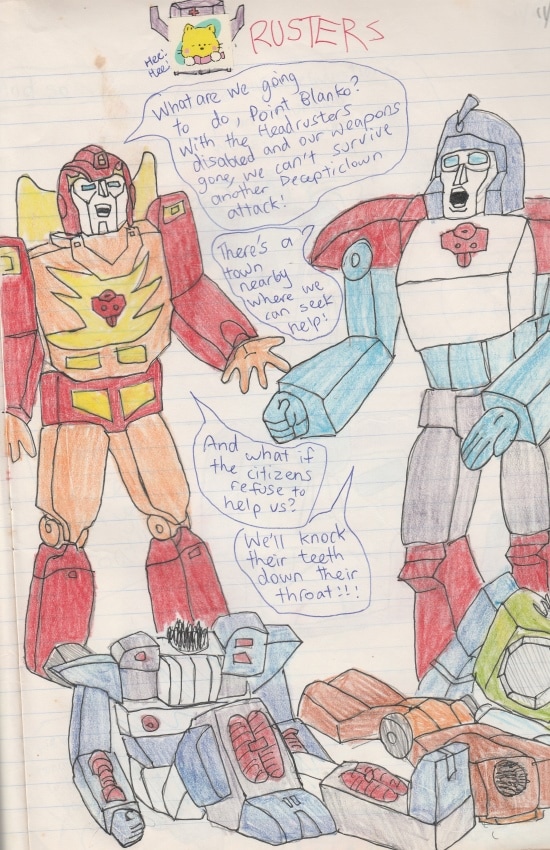 Hand-drawn artwork - Trans-blunders, a parody of Transformers.